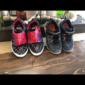 Two pairs little boys size 9 sneakers
